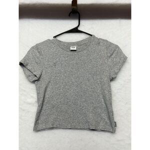 Aritzia TNA ribbed gray cropped babytee gray medium crew neck tees small stain